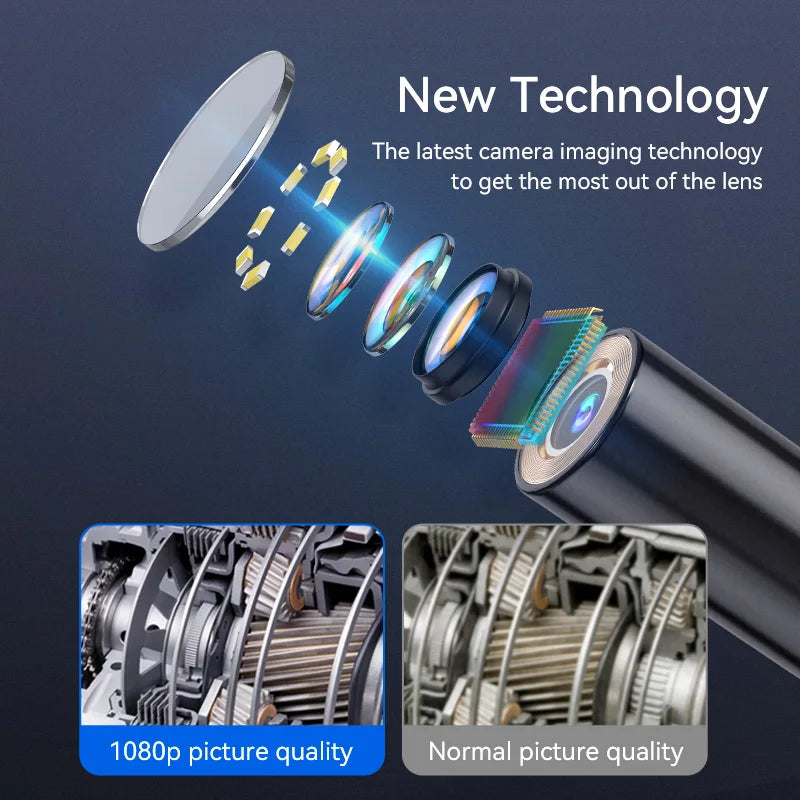 4.3" Dual Lens 1080P HD Industrial Endoscope Camera | Waterproof Car & Sewer Borescope with LED