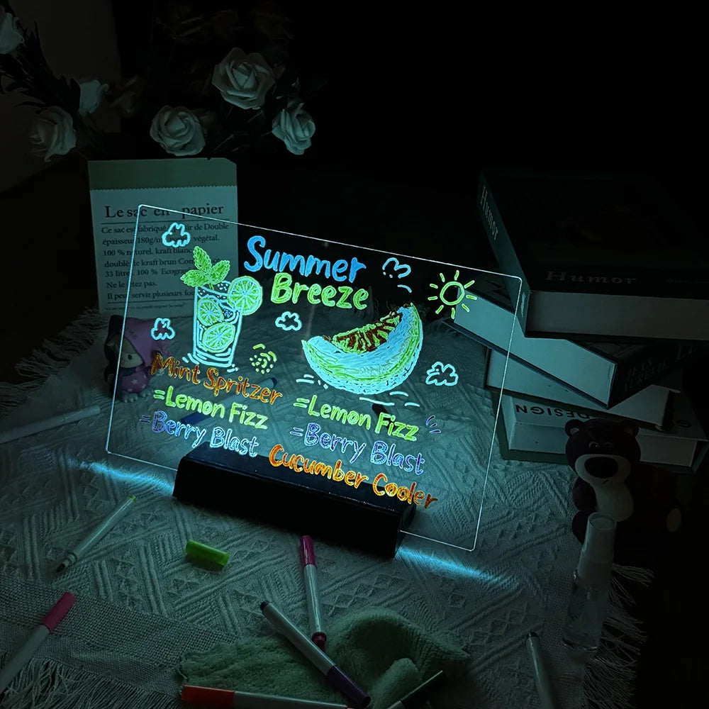 LED Note Board & Night Light | RGB Erasable Drawing Board for Kids