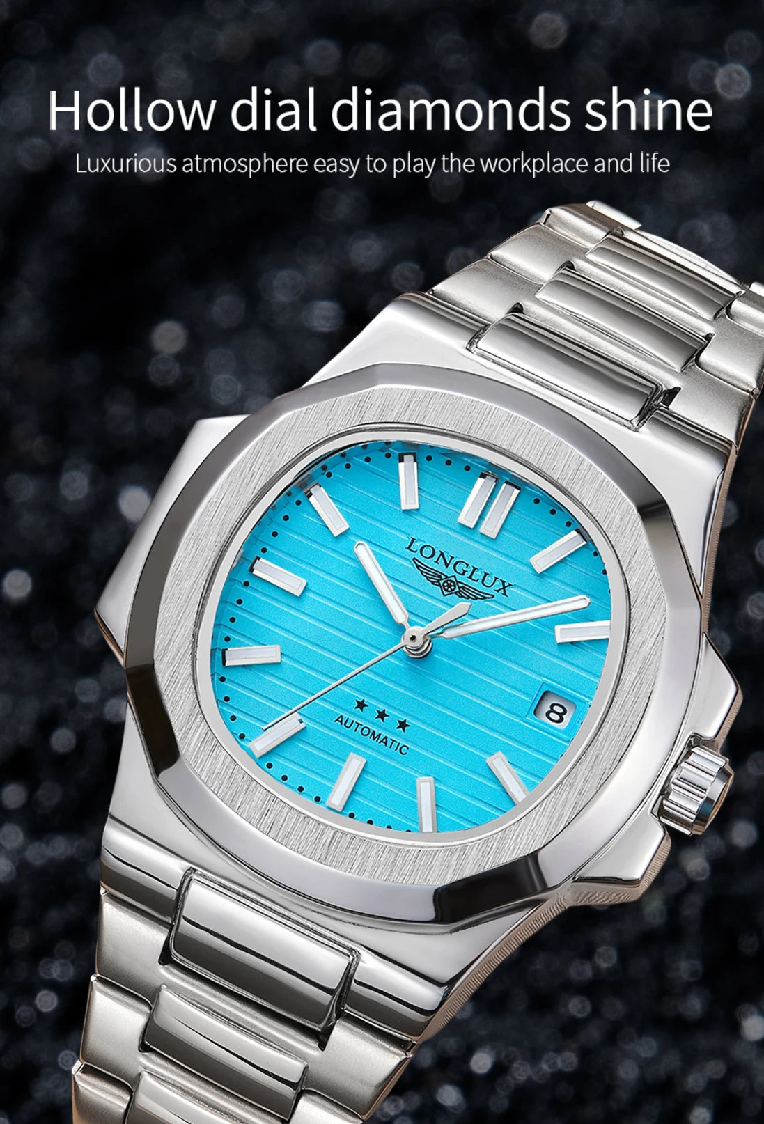 Vabena Men's Automatic Luxury Business Watch - Stainless Steel & Luminous