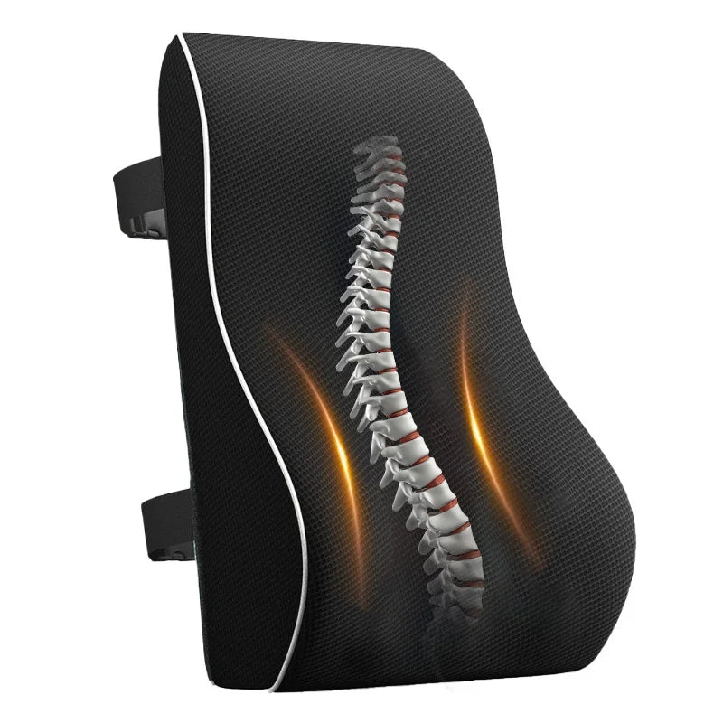Vabena Non-Slip Memory Foam Lumbar Support Pillow - Back Pain Relief for Car, Office, Home