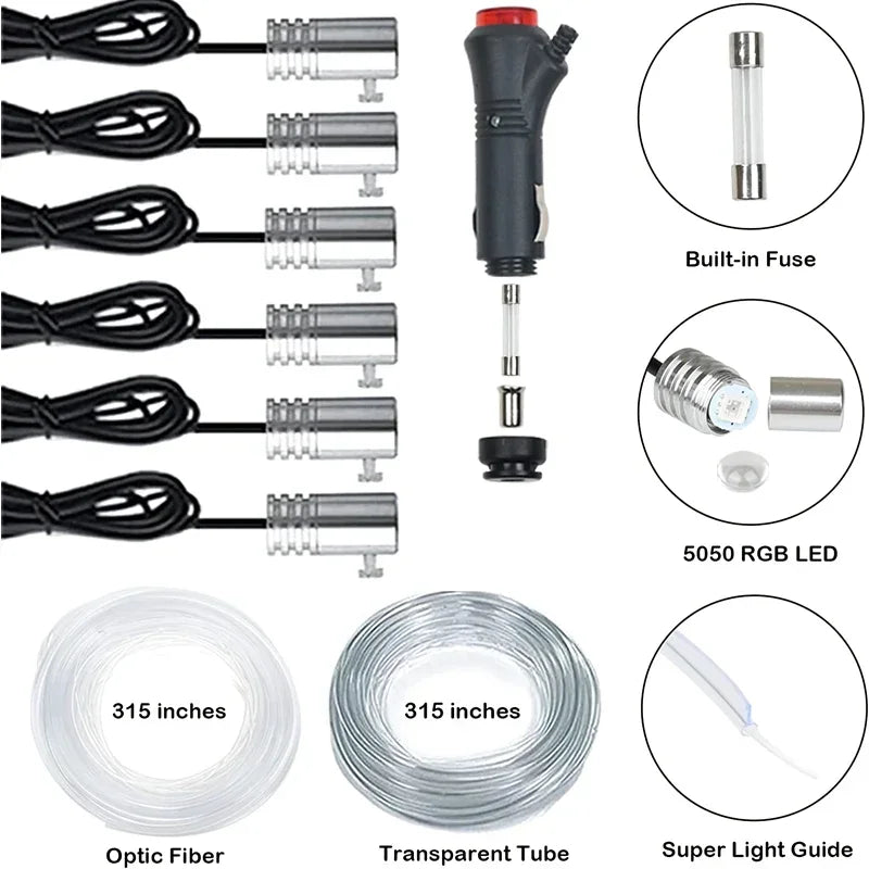 Flexible RGB LED Car Interior Lights - App Controlled EL Wire Strip