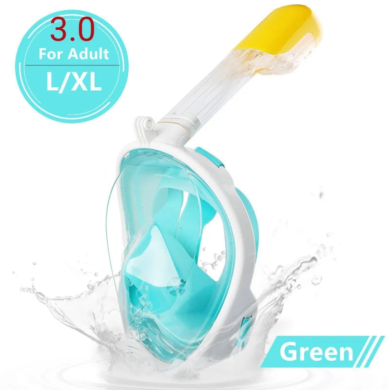 Vabena Full Face Diving Mask - Anti-Fog Snorkel Gear for Adults & Kids