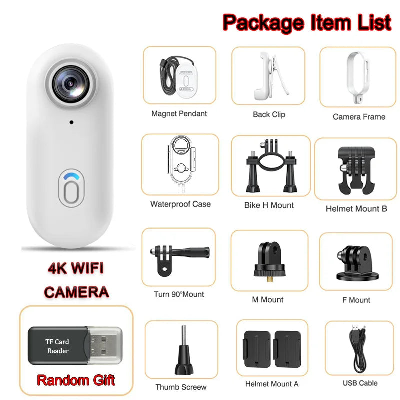 4K Mini WiFi Magnetic POV Action Camera - Waterproof Sport Vlogging Recorder