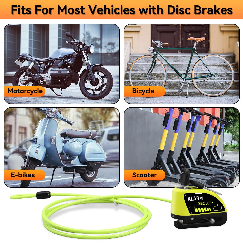 Extractme 110dB Motorcycle Alarm Disc Lock - Ultimate Waterproof Anti-Theft Security