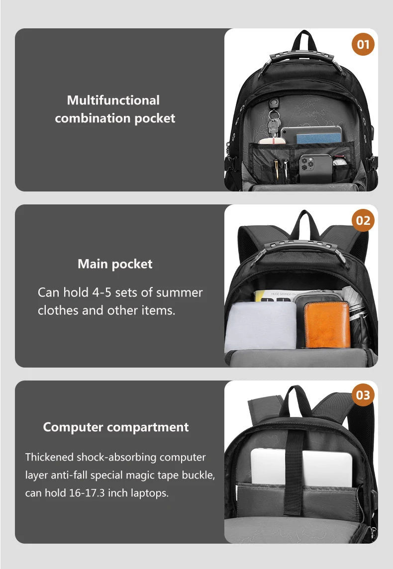 Vabena 2026 Waterproof Laptop Backpack - 17/20 Inch Travel & Everyday Rucksack for Men & Women