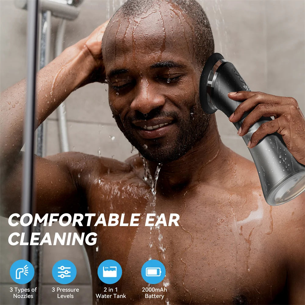 Electric Ear Wax Removal System - Water Powered Ear Cleaner with 3 Pressure Settings
