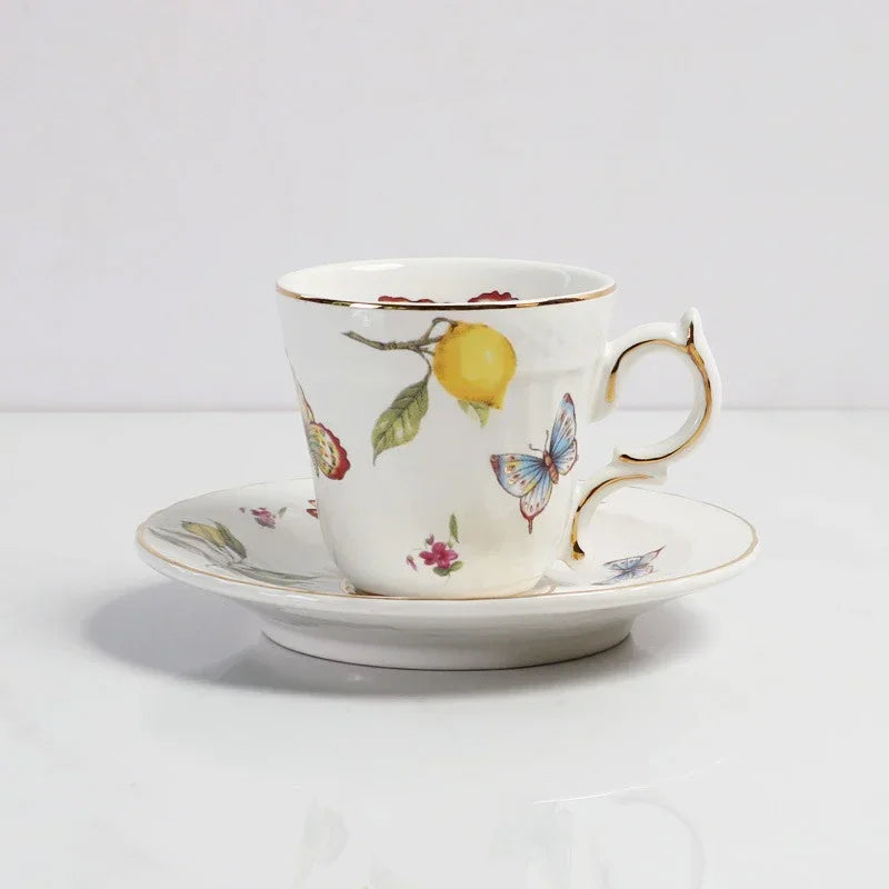 Elegant European Lemon Ceramic Dining Set | Dinner Plates & Coffee Cups