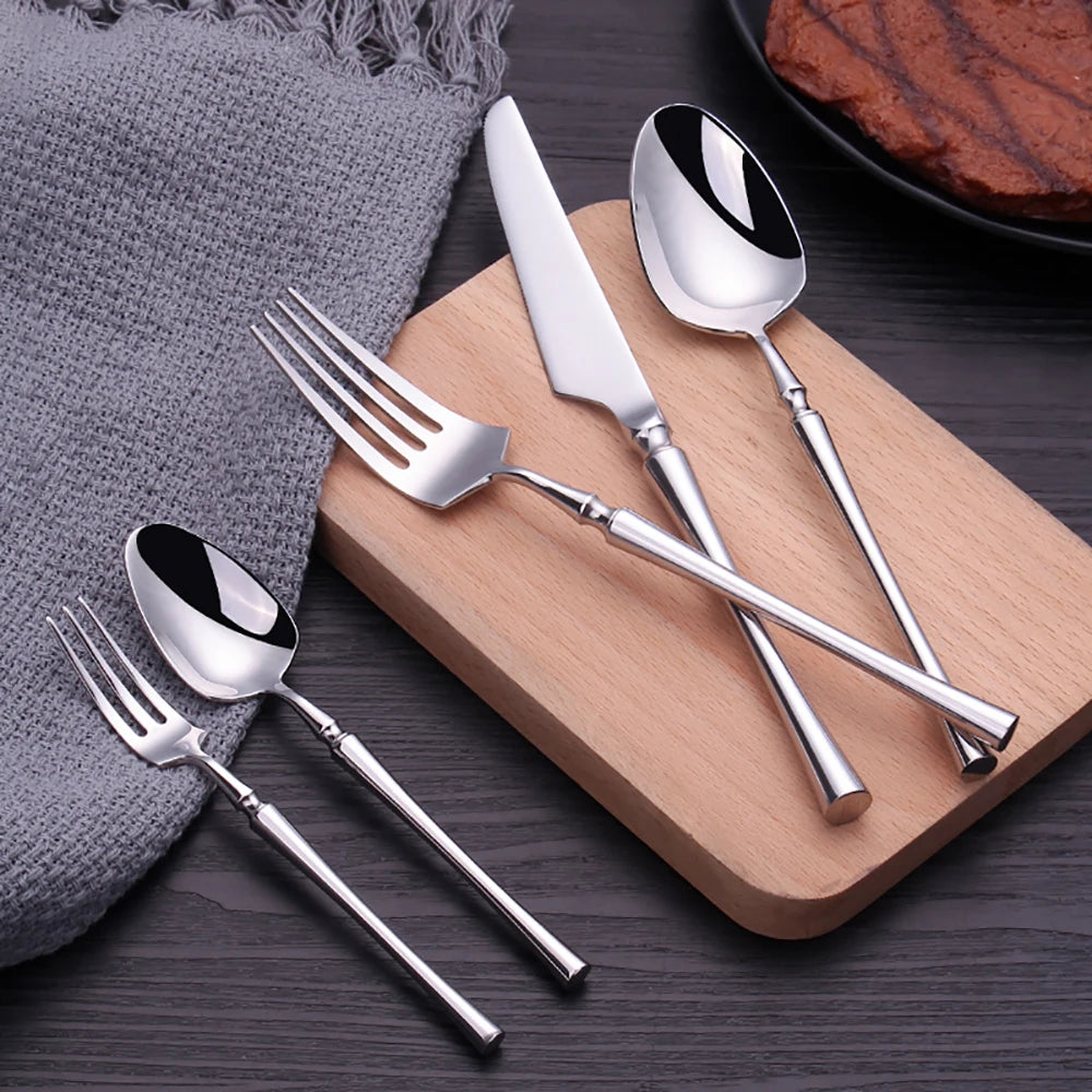 Elegant Gold Cutlery Set | Stainless Steel Dinnerware (10-30 Pcs)