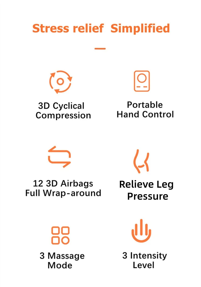 JinKairui Electric Pneumatic Leg Massager for Deep Thigh, Calf & Foot Relaxation with Remote Control