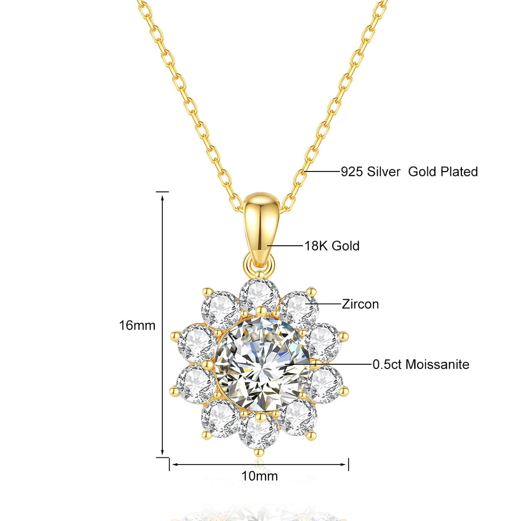 18K Gold Moissanite Bauhinia Necklace - 2ct VVS1 Floral Pendant
