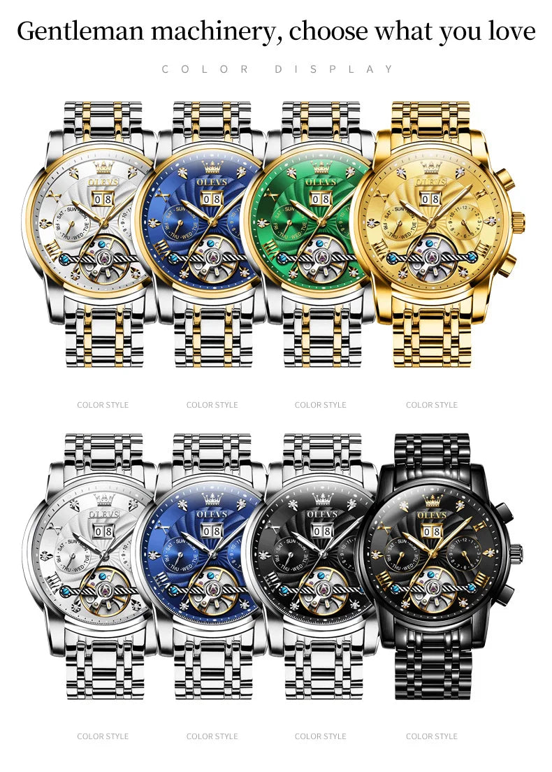 OLEVS Classic Men's Tourbillon Automatic Multi-function High-End Watch