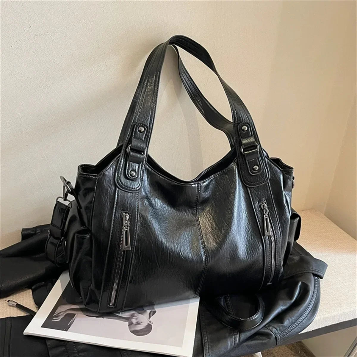 Vabena 2026 Soft Interior Shoulder Bags - High Quality Contrasting PU Handbags