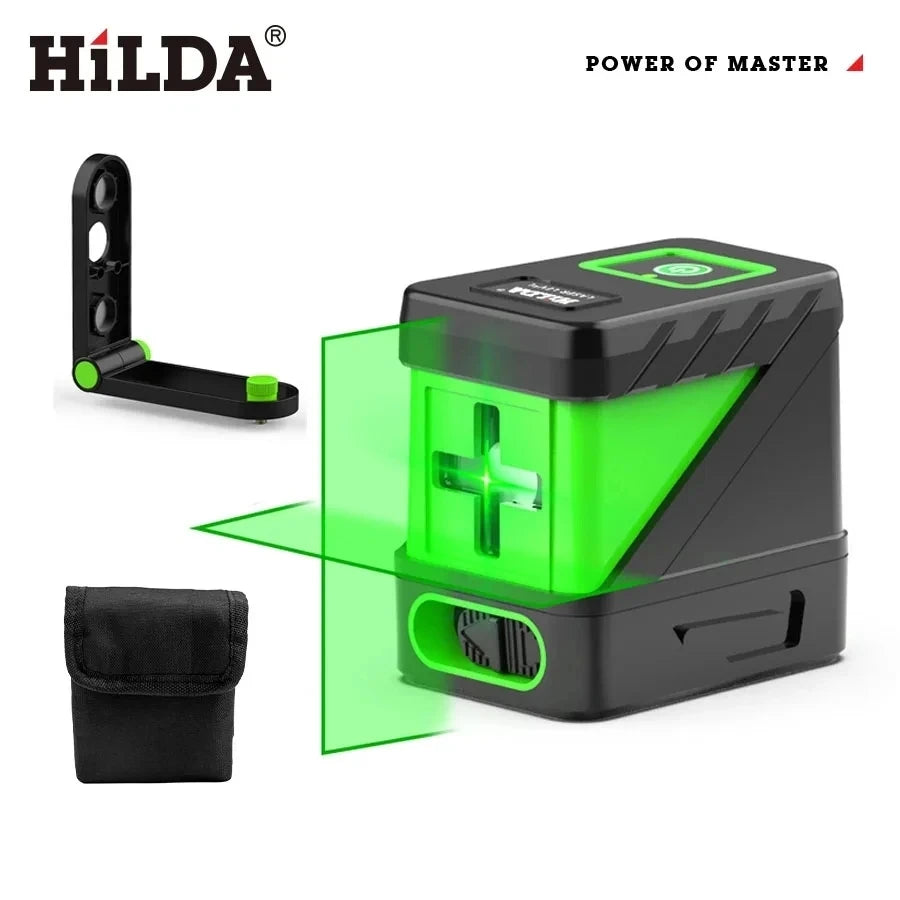 HILDA 2 Lines Green Laser Level - Self-Levelling Cross Line Mini Tool