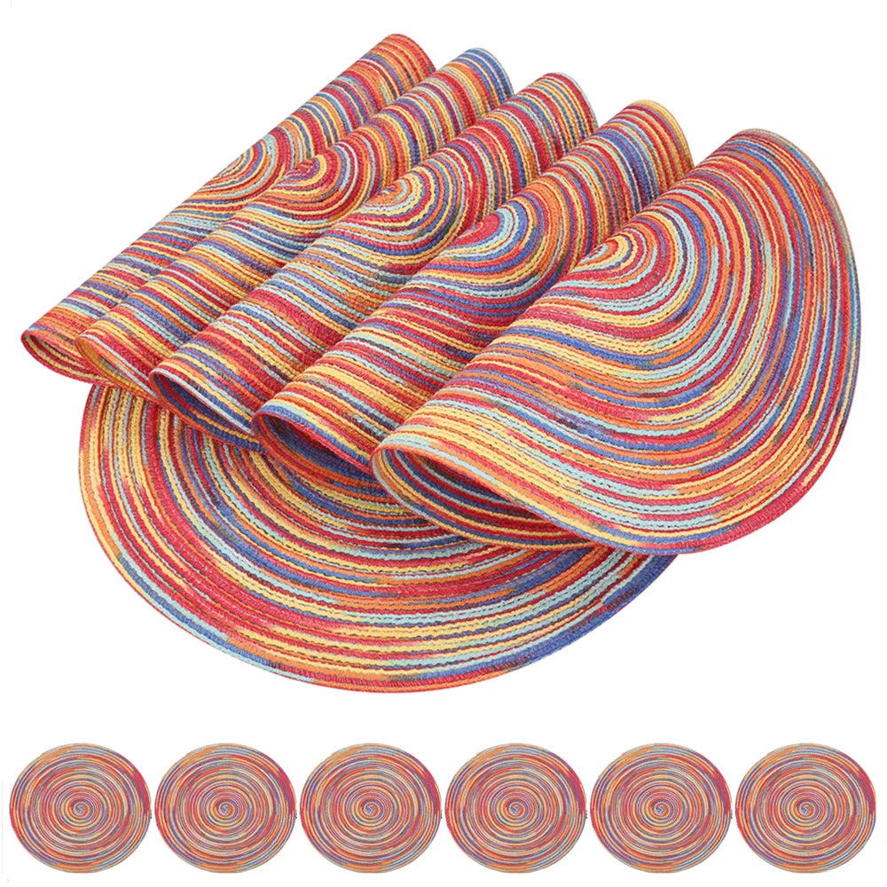 Elegant Round Braided Washable Placemats - Set of 6