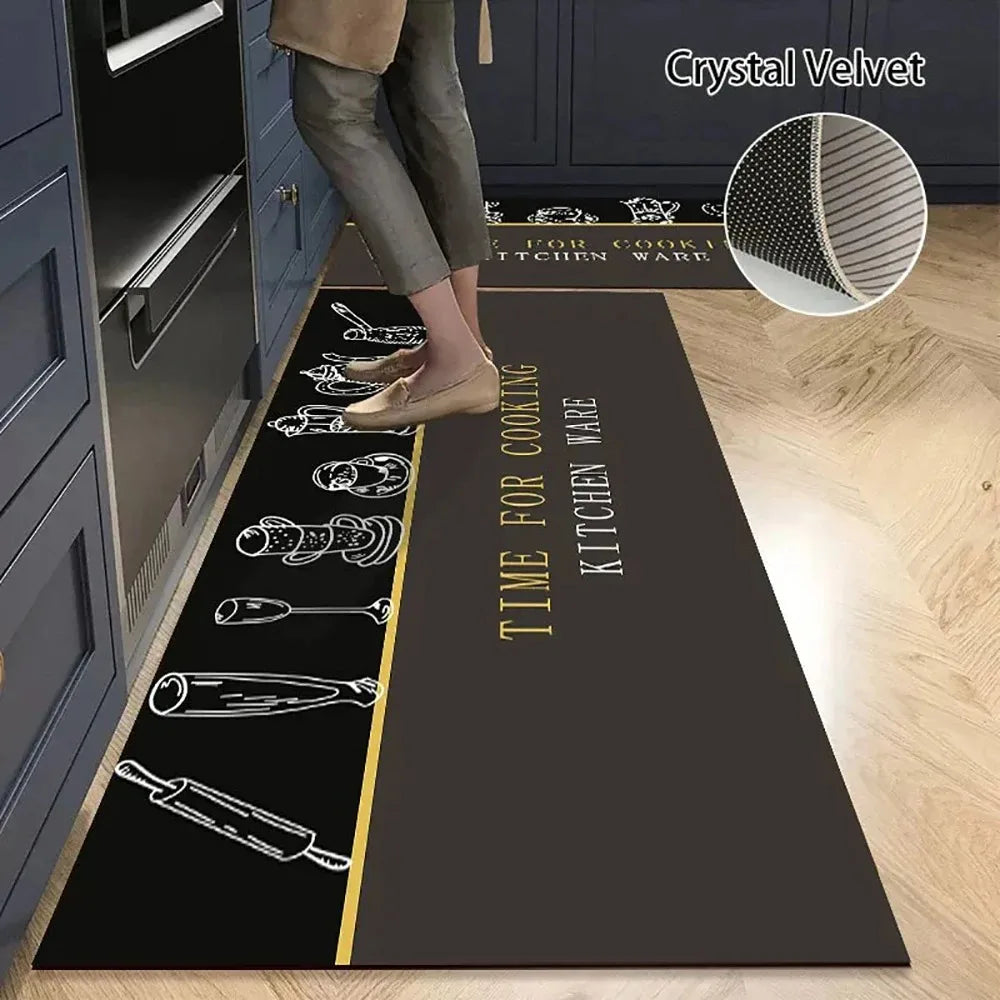 Non-Slip Crystal Velvet Kitchen Mat & Rugs for Living Room, Bedroom & Entryway