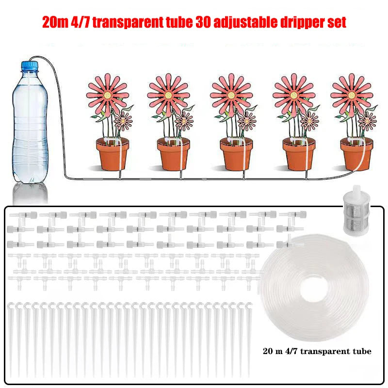 Garden Drip Irrigation Kit with Regulating Valve - Potted Plants & Greenhouse Watering System