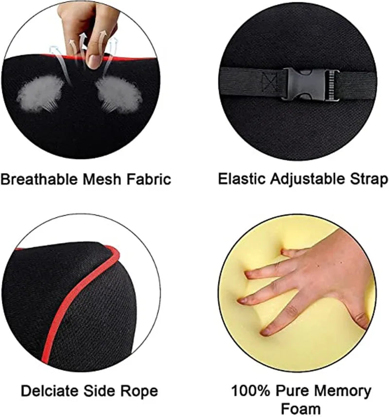 Memory Foam Car Seat Pillow Set - Neck, Lumbar & Headrest Support