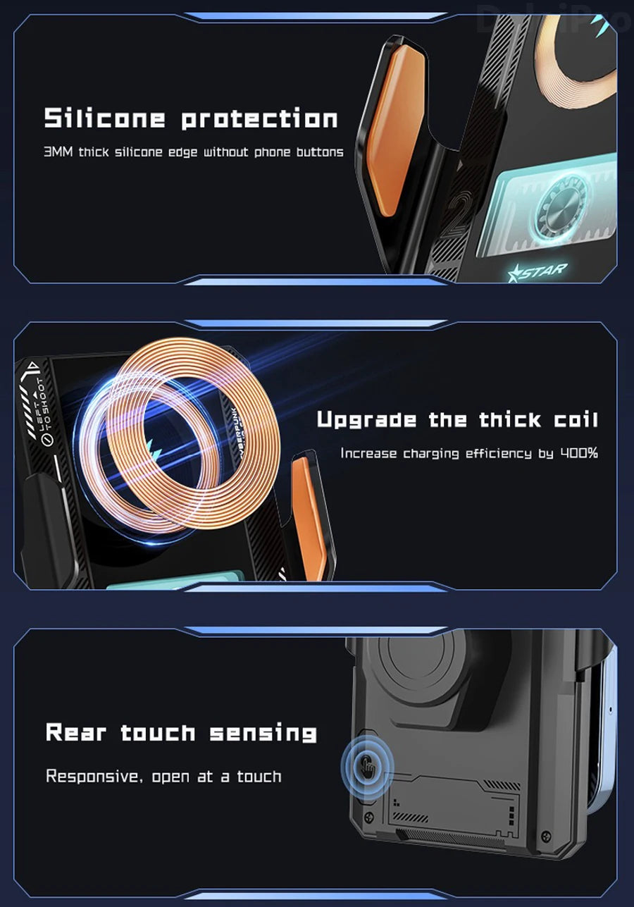 Smart Sensing Car Phone Mount | 15W Wireless & 66W Fast Charging Auto Clamping Holder