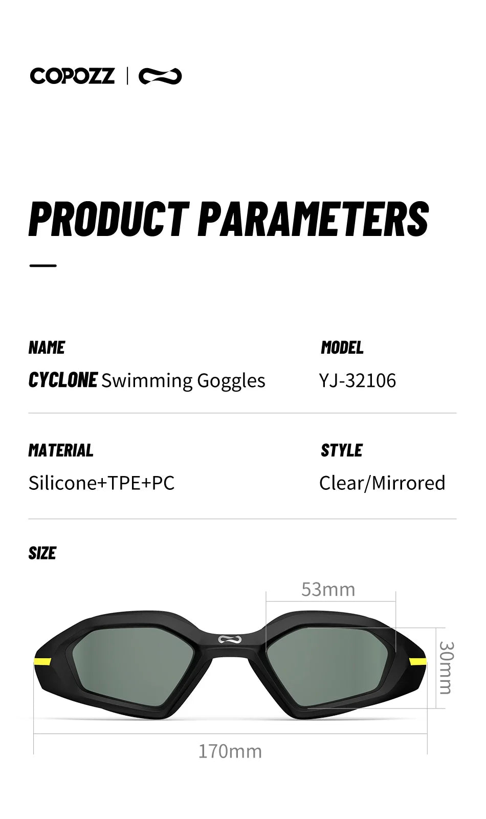COPOZZ Professional Electroplate Swim Goggles - Anti-Fog UV Protection