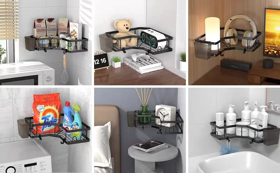 No Drilling Stainless Steel Corner Shelf - Double Layer Bathroom & Kitchen Storage