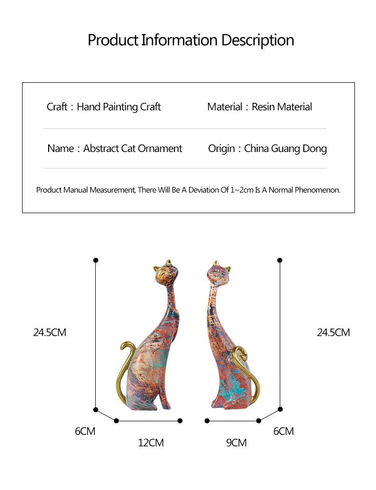 Nordic Graffiti Cat Sculpture - Abstract Resin Art Decor, Modern Home Decor