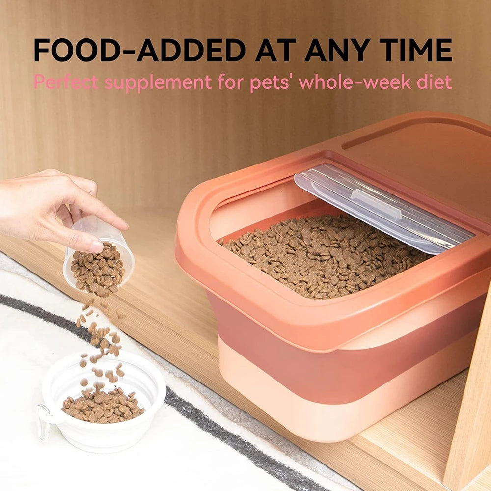 Airtight Collapsible Pet Food Storage Container - 13/33LB Dry Dog Cat Food Box