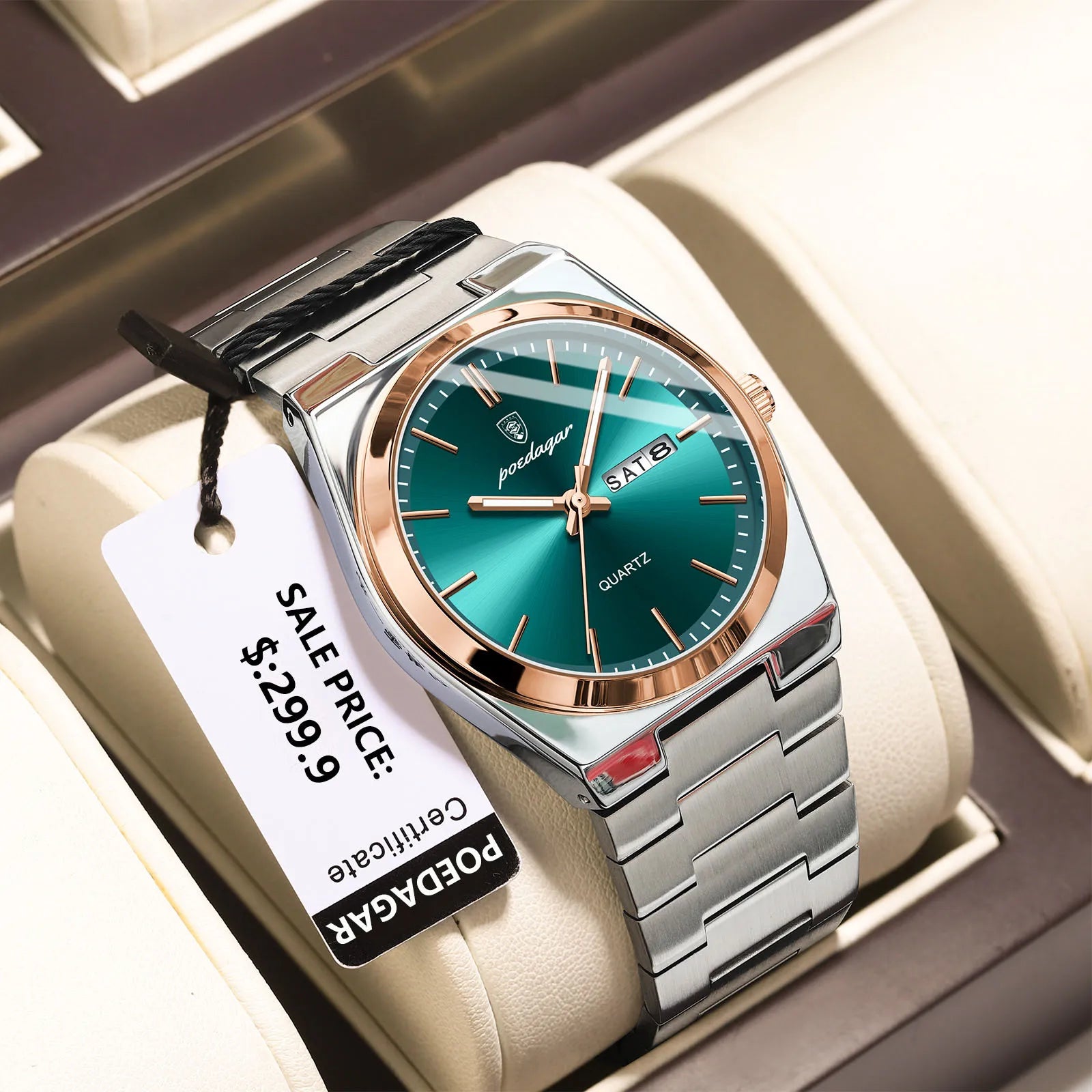 POEDAGAR Luxury Men's Quartz Watch - Waterproof, Luminous, Date & Week