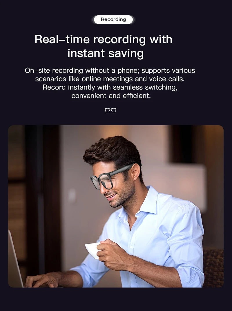 2026 Smart AI Glasses 1080P HD Video Camera ChatGPT Bluetooth Music Translation Sunglasses for Men