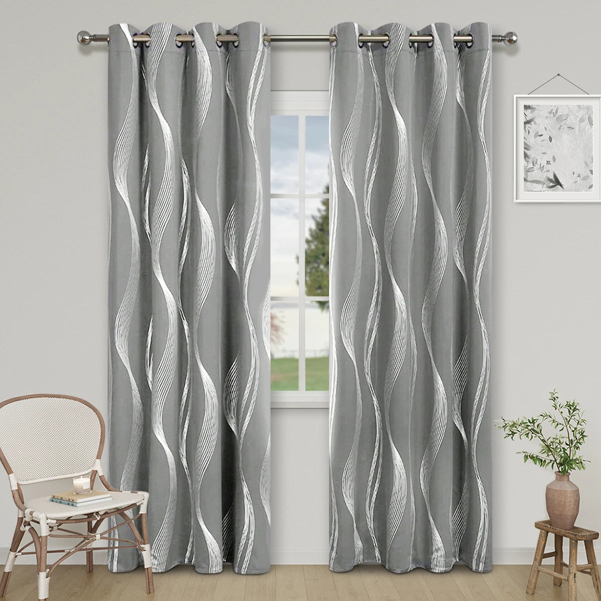 Silver Wave Blackout Curtains: Thermal Insulation & Ultimate Room Darkening