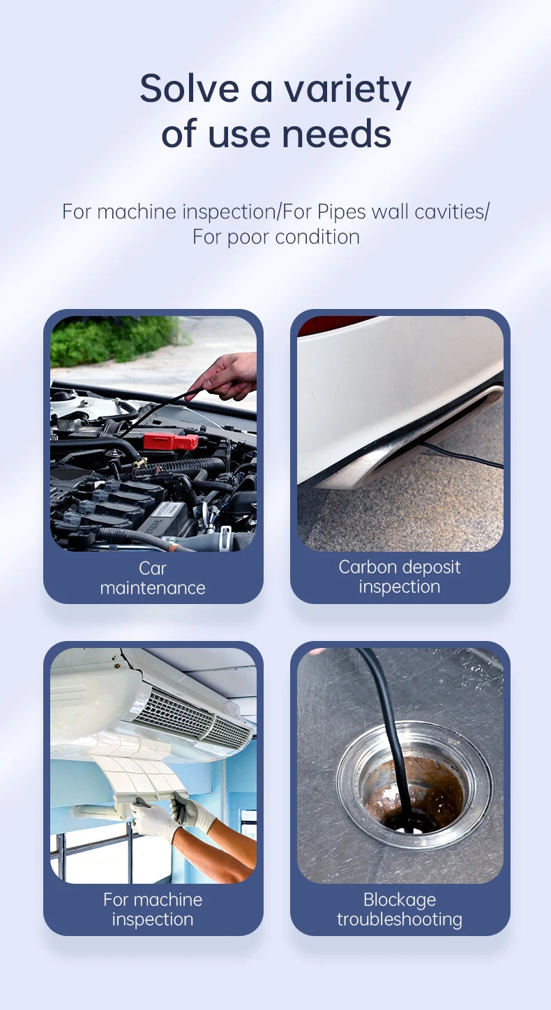 Vabena Industrial Endoscope Camera 8mm HD1080P | Car & Pipe Inspection