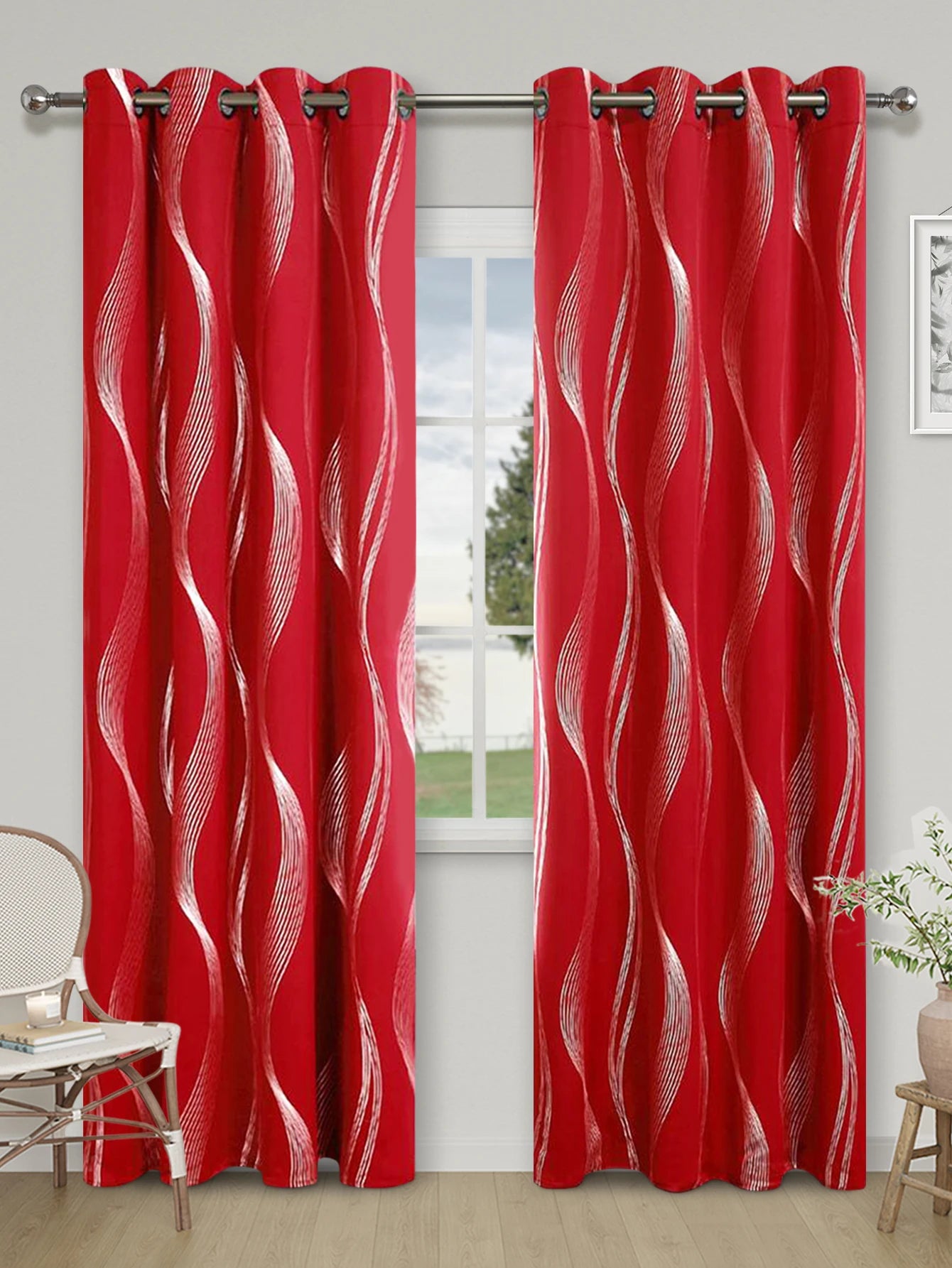 Silver Wave Blackout Curtains: Thermal Insulation & Ultimate Room Darkening