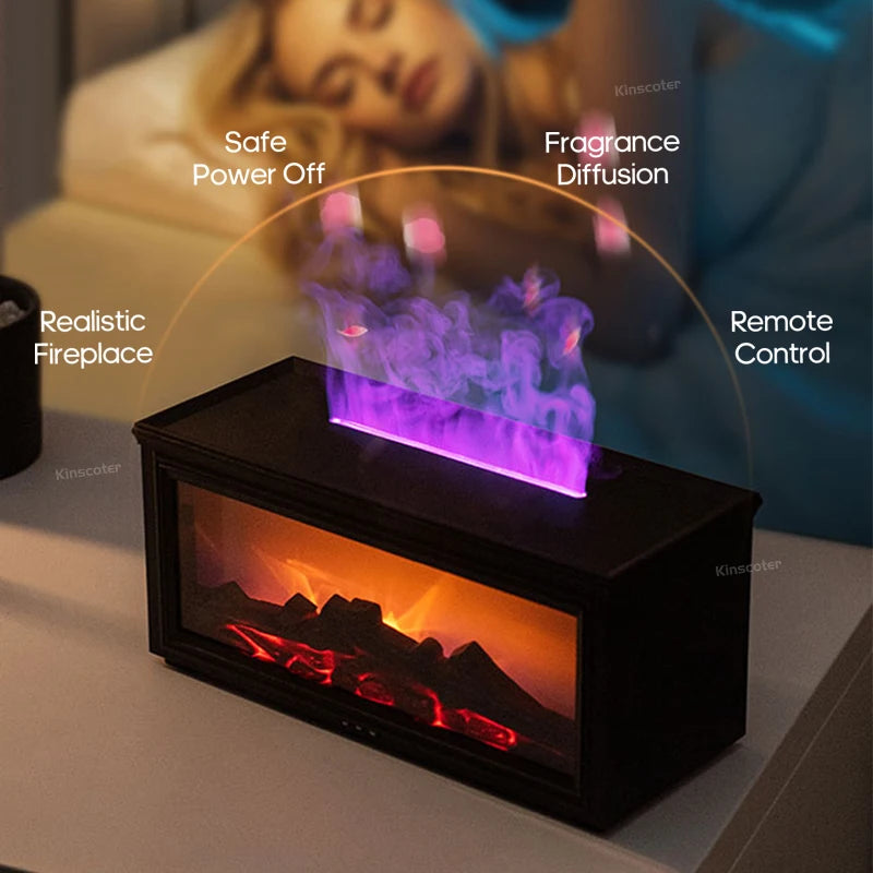 Simulated Fireplace Flame Diffuser & Humidifier with Essential Oils