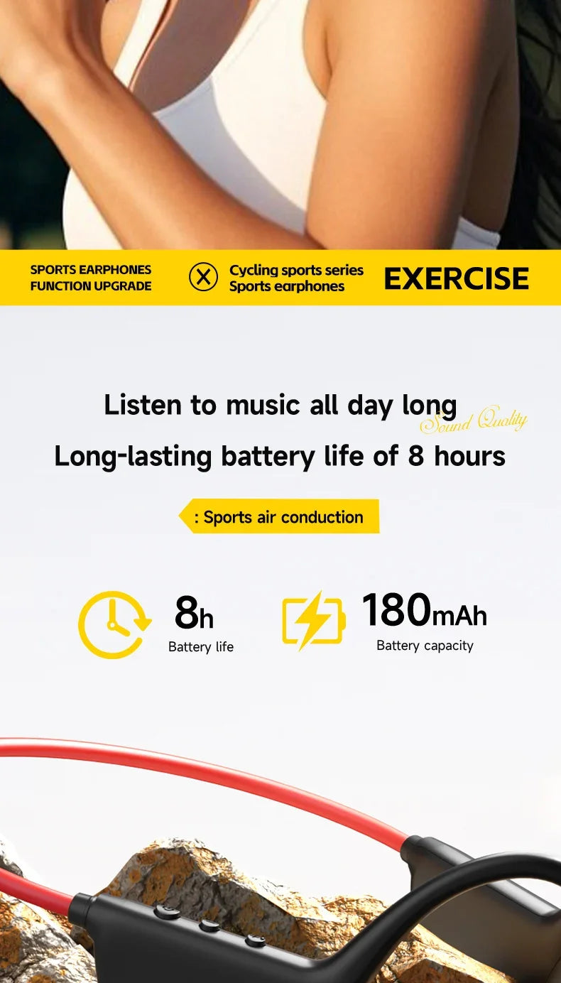 Vabena 2026 Bone Conduction Headset: Wireless IPX8 Swimming & Sports Headphones with Mic
