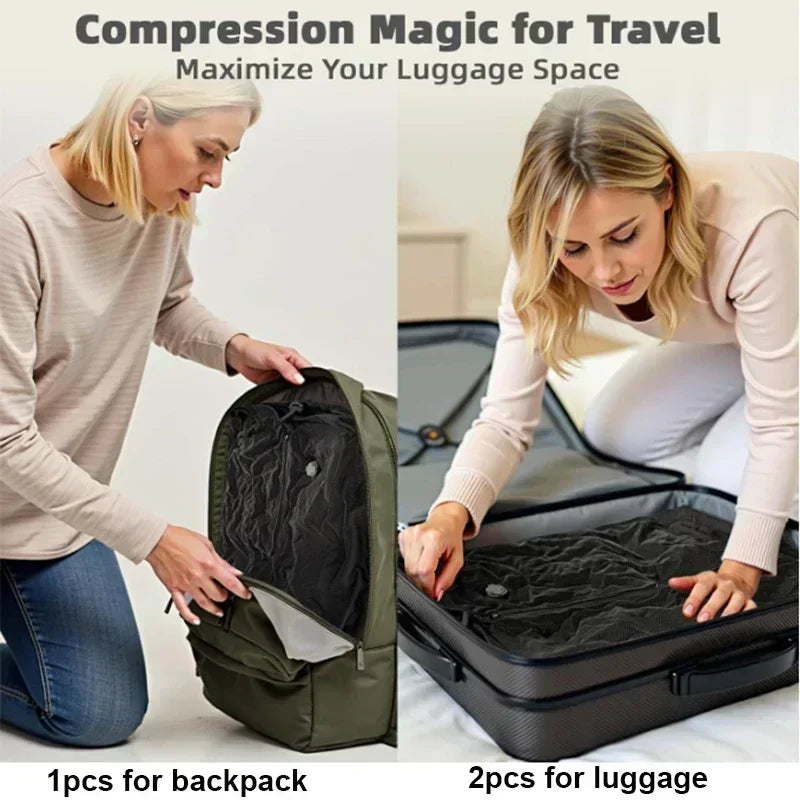 17L Vacuum Compression Travel Bag with Pump - Reusable Space Saver for Clothing