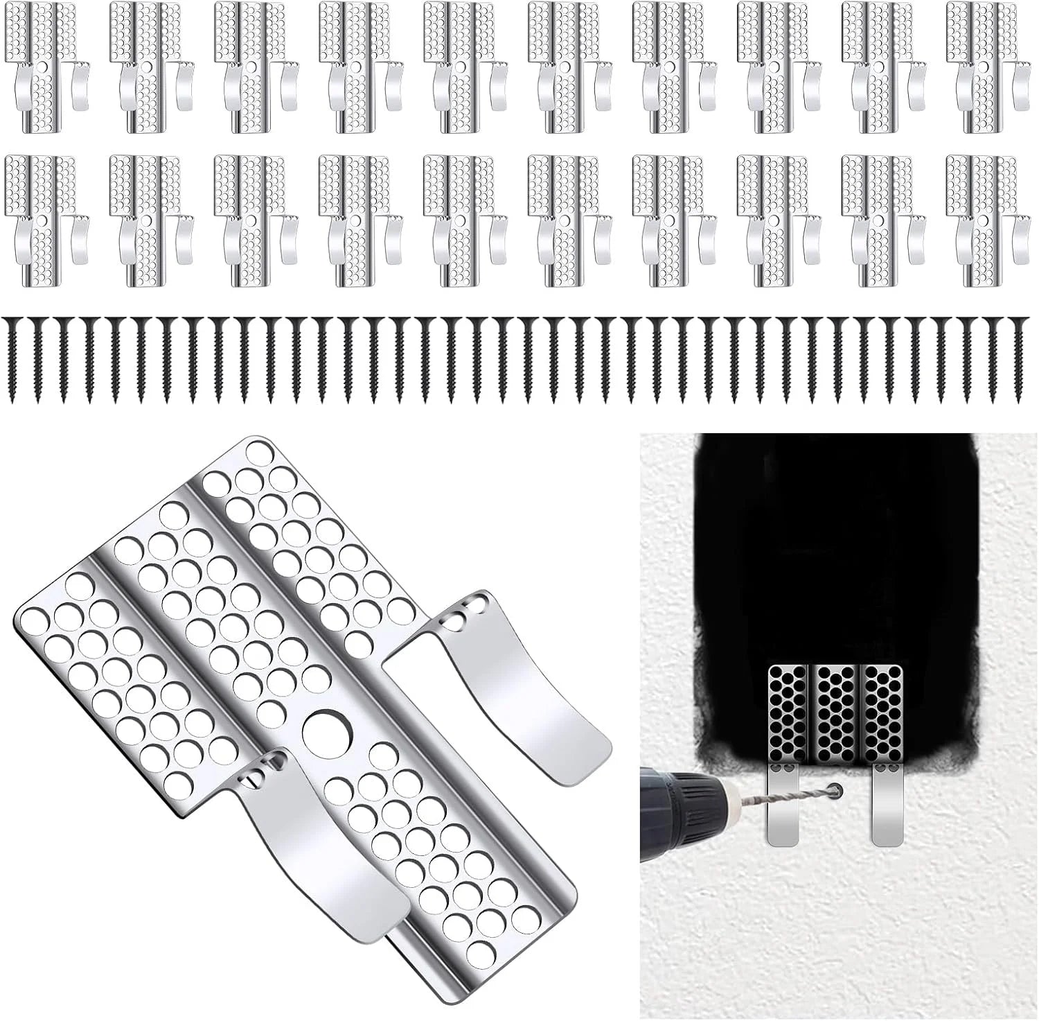 Heavy-Duty Drywall Repair Clips with Screws - Easy Wall Patch & Durable Fastener Solution (10/20pcs)