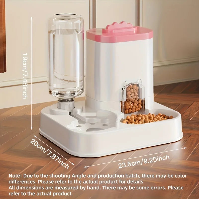 Automatic Gravity-Fed Cat Water Dispenser & Feeder - Spill-Proof