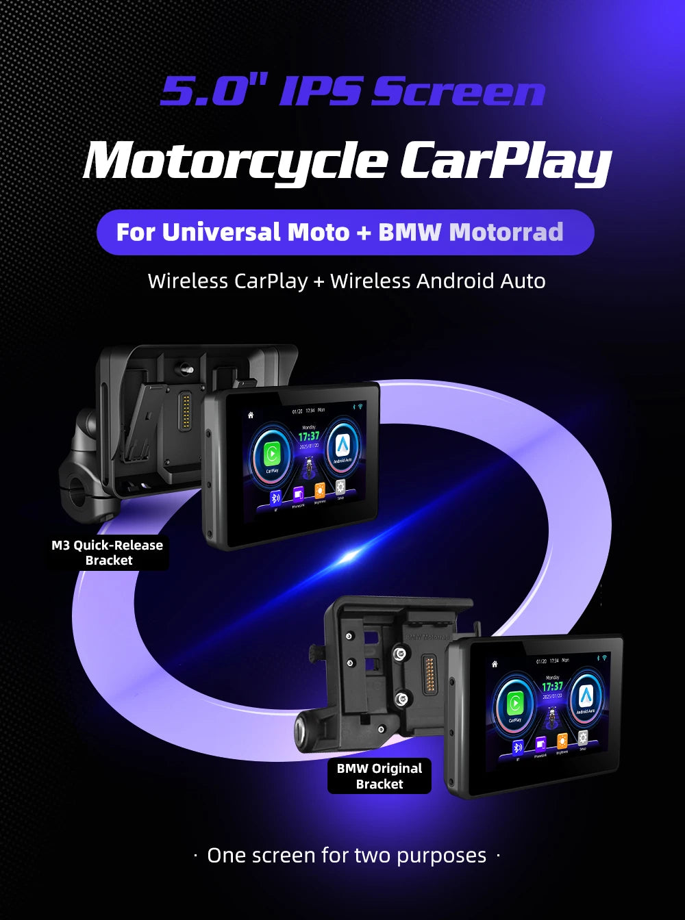 EKIY Wireless CarPlay Android Auto Navigation for BMW GS & XR
