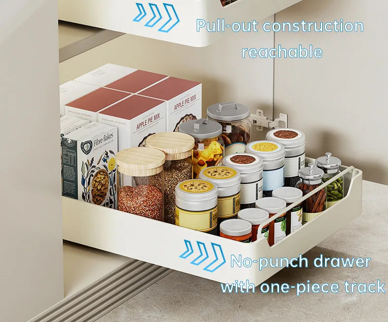 Kitchen Cabinet Pull-Out Drawer Organizer - Spice Rack & Storage Tray