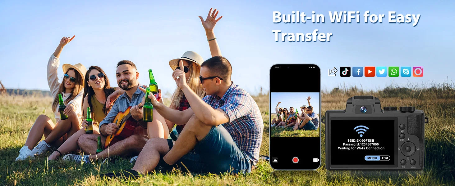 Vabena 8K 88MP Dual-Lens Vlogging Camera with Wi-Fi