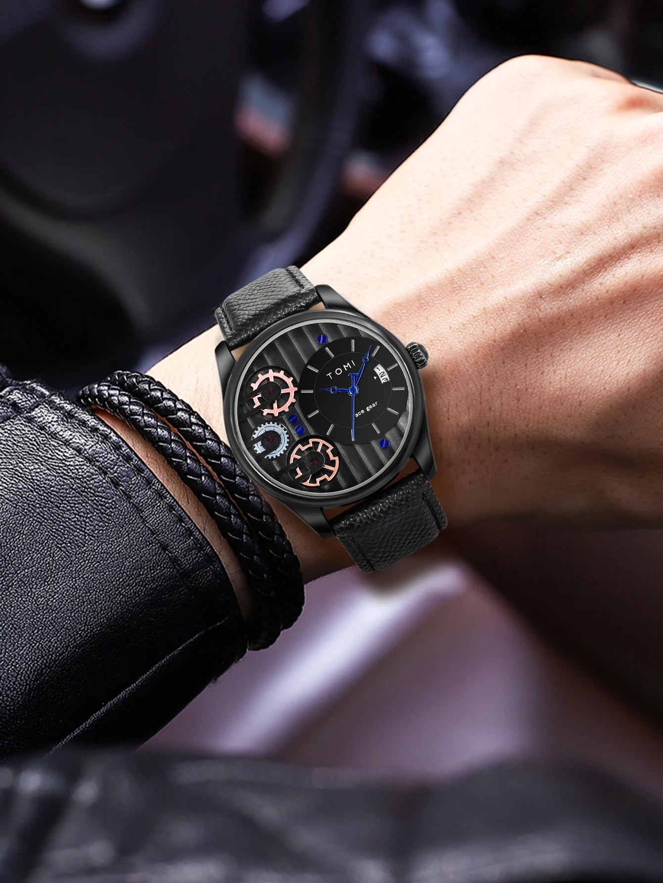 TOMI Men's Luxury Quartz Watch Gift Set - Detachable Strap