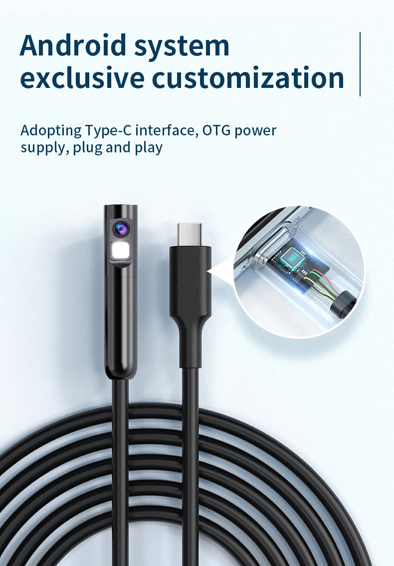 KERUI 2MP Industrial Endoscope Camera for iPhone - Single/Dual Lens Waterproof Inspection Borescope Type C