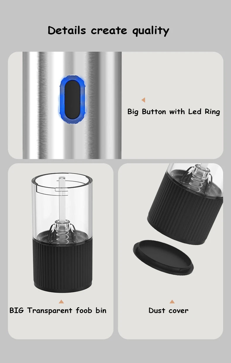 Electric Salt Pepper Grinder Automatic Rechargeable Mill