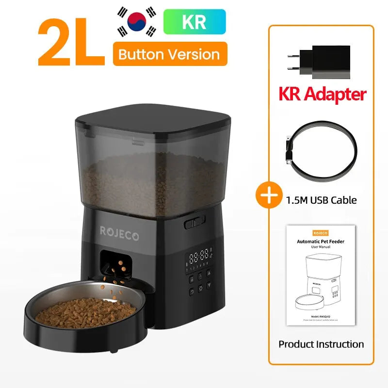 ROJECO Automatic Pet Feeder - Button Version Auto Cat & Dog Food Dispenser