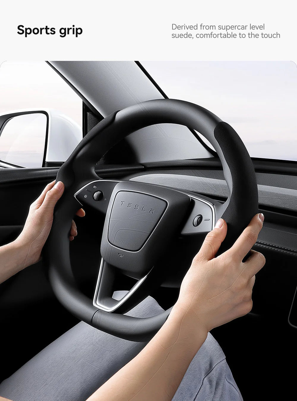 Tesla Model 3/Y Highland Juniper Carbon Fiber Steering Wheel Cover
