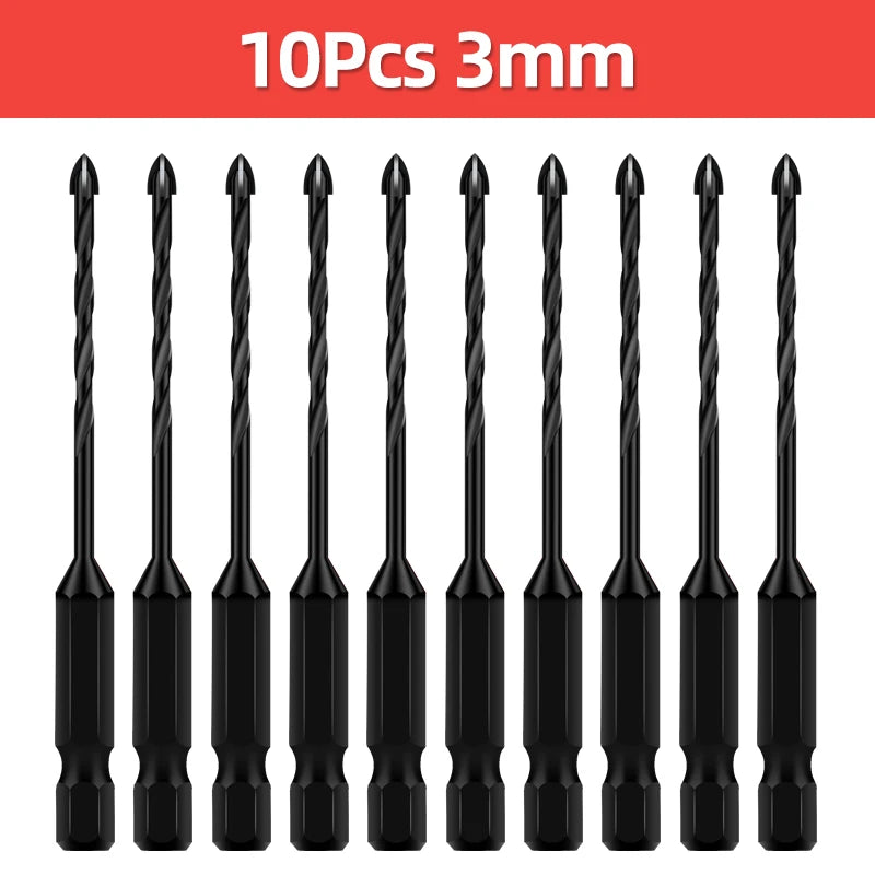 TOOLEYE Multifunction Cross Hex Drill Bit Set - Concrete, Tile, Glass, Metal
