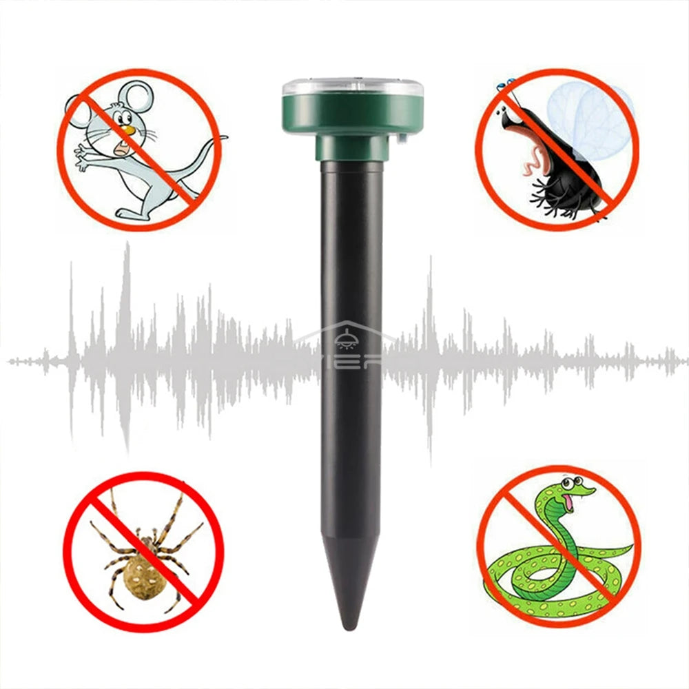 Solar Ultrasonic Rodent Pest Repeller Outdoor Garden Yard Mole Mouse Deterrent