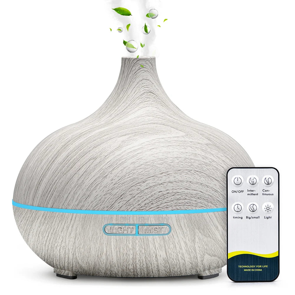 Wood Grain Aromatherapy Diffuser with Remote - Essential Oil Mist