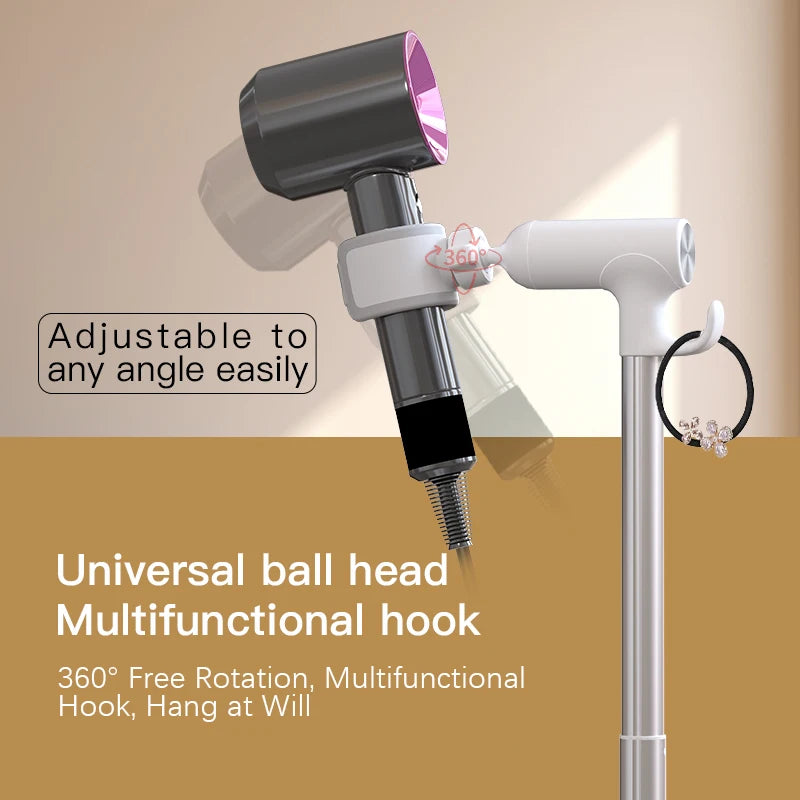 Floor-Standing Hair Dryer Stand - Adjustable, Hands-Free Convenience for Bathrooms