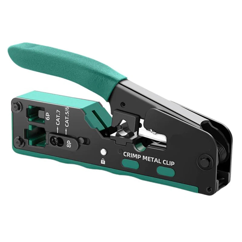 Vabena RJ45 RJ12 RJ11 Pass Through Crimp Tool & Stripper Kit | Cat5e-Cat7 Ethernet Crimper