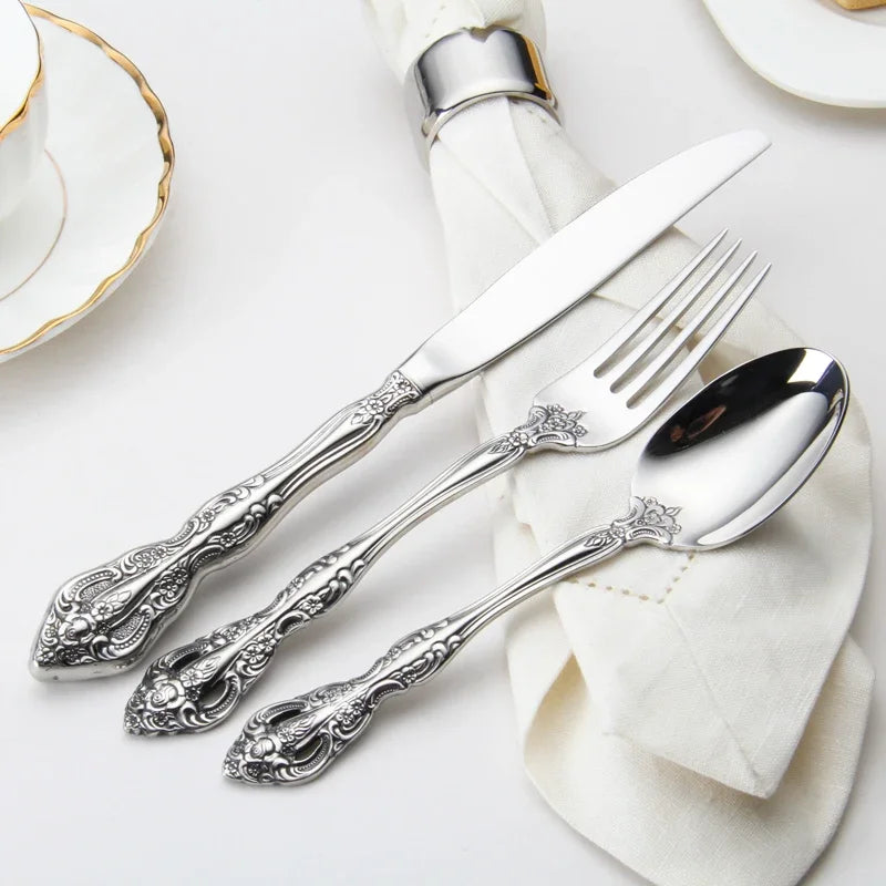 Vabena Retro Gold-Plated 304SS 5-Piece Cutlery Set